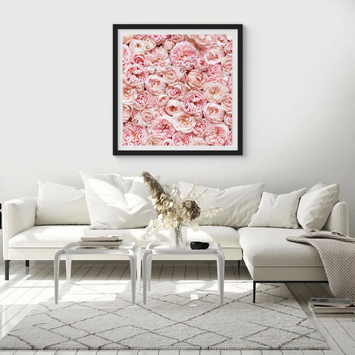 Plakát v černém rámu - Vydlážděná růžemi - 50x50 cm