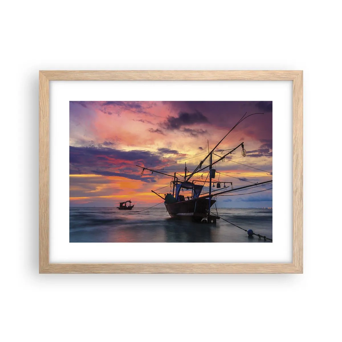 Plakát v rámu světlý dub - Exotický večer - 40x30 cm