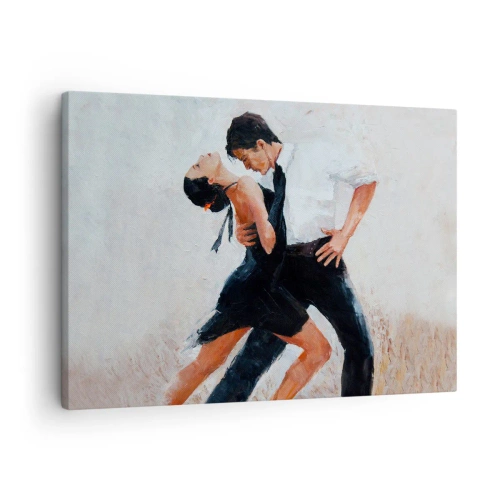 Obraz na plátně - Pár tančící v elegantním a smyslném záběru - 70x50cm - Tango mých tužeb a snů - Moderní nástěnná dekorace do obývacího pokoje a ložnice ARTTOR
