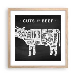 Plakát v rámu světlý dub - Slabikář řezníka - 40x40 cm