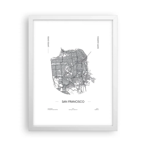 Plakát v bílém rámu - Anatomie San Francisca - 30x40 cm