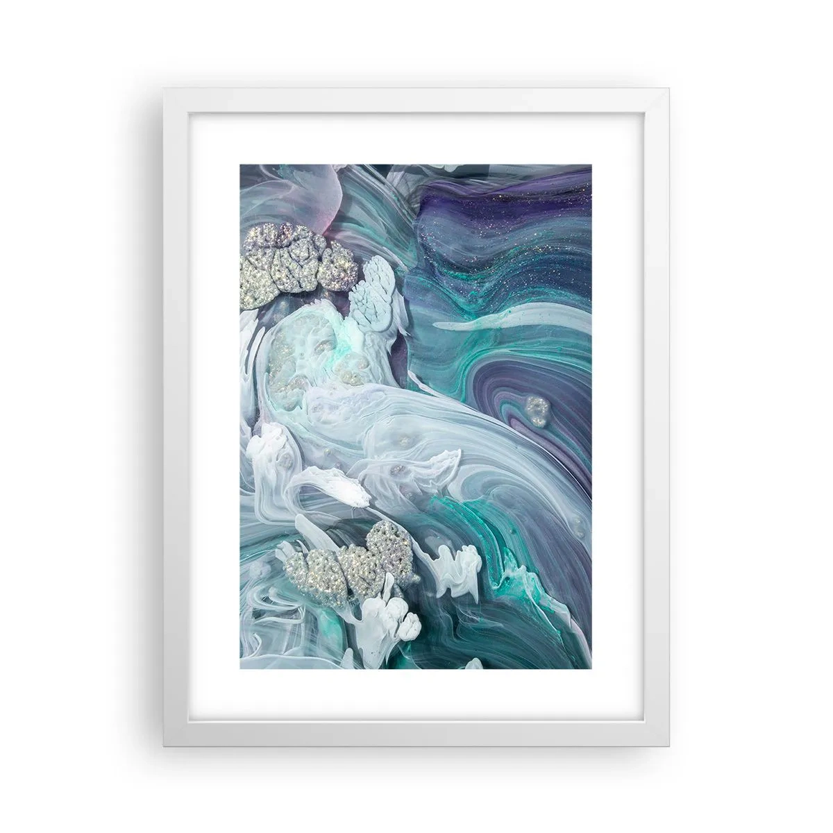 Plakát v bílém rámu - Proudy modré - 30x40 cm