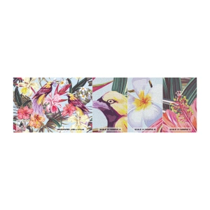 Vzor Fototapety Premium Canvas - Plátky a pírka - Pták, Květiny, Zahrada - 100x30 cm