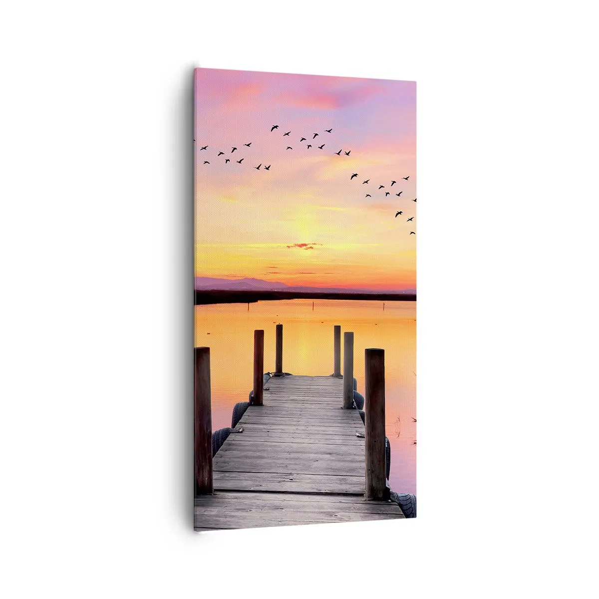 Obraz na plátně - Fialové tiché svítání - 65x120 cm