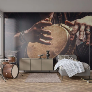 Fototapeta Premium Sand - V rytmu srdce - Hra na bicí, Afrika, Hudba - 100x70 cm