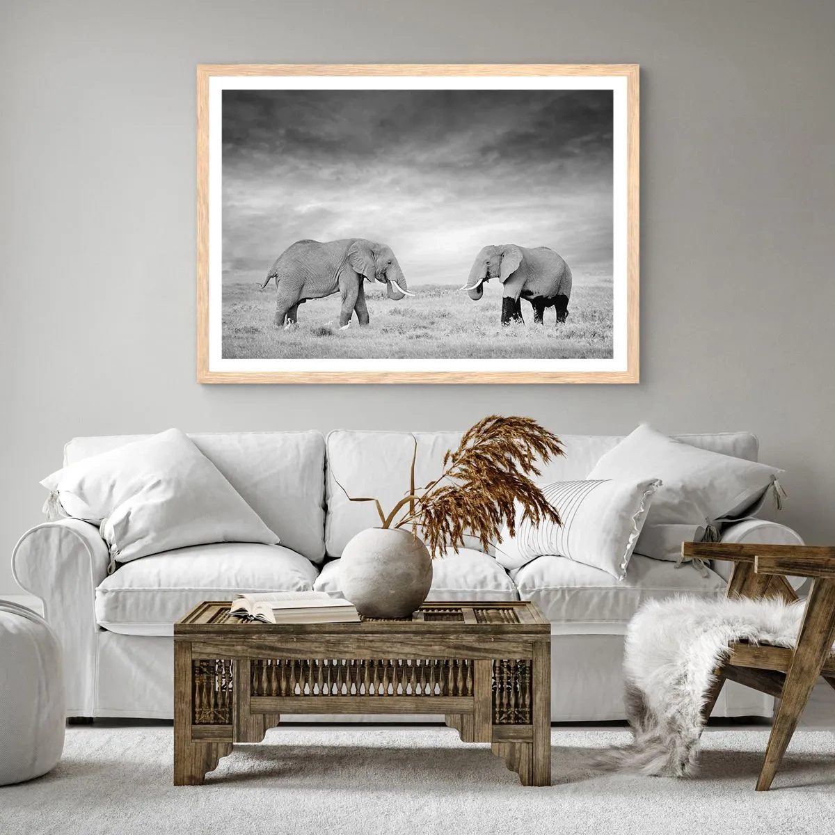 Plakát v rámu světlý dub - Šedá je krásná - 91x61 cm