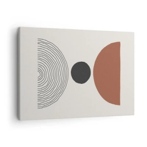 Obraz na plátně - Abstraktní geometrické obrazce v teplých barvách - 70x50cm - V centru pozornosti - Moderní nástěnná dekorace do obývacího pokoje a ložnice ARTTOR