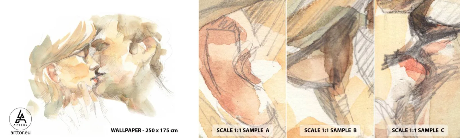 Vzor Fototapety Samolepicí Deluxe Sticker - Nalezena polovina? - Zamilovaný pár, Polibek, Kus - 100x30 cm