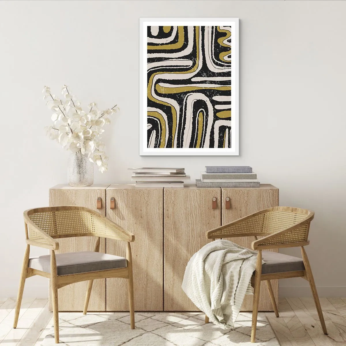 Plakát v bílém rámu - Kompozice: trakty a uličky - 50x70 cm