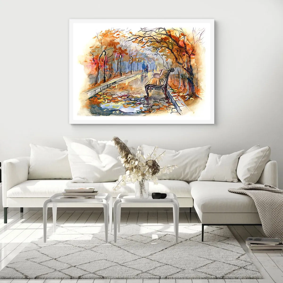 Plakát v bílém rámu - Společně putovat podzimem - 50x40 cm