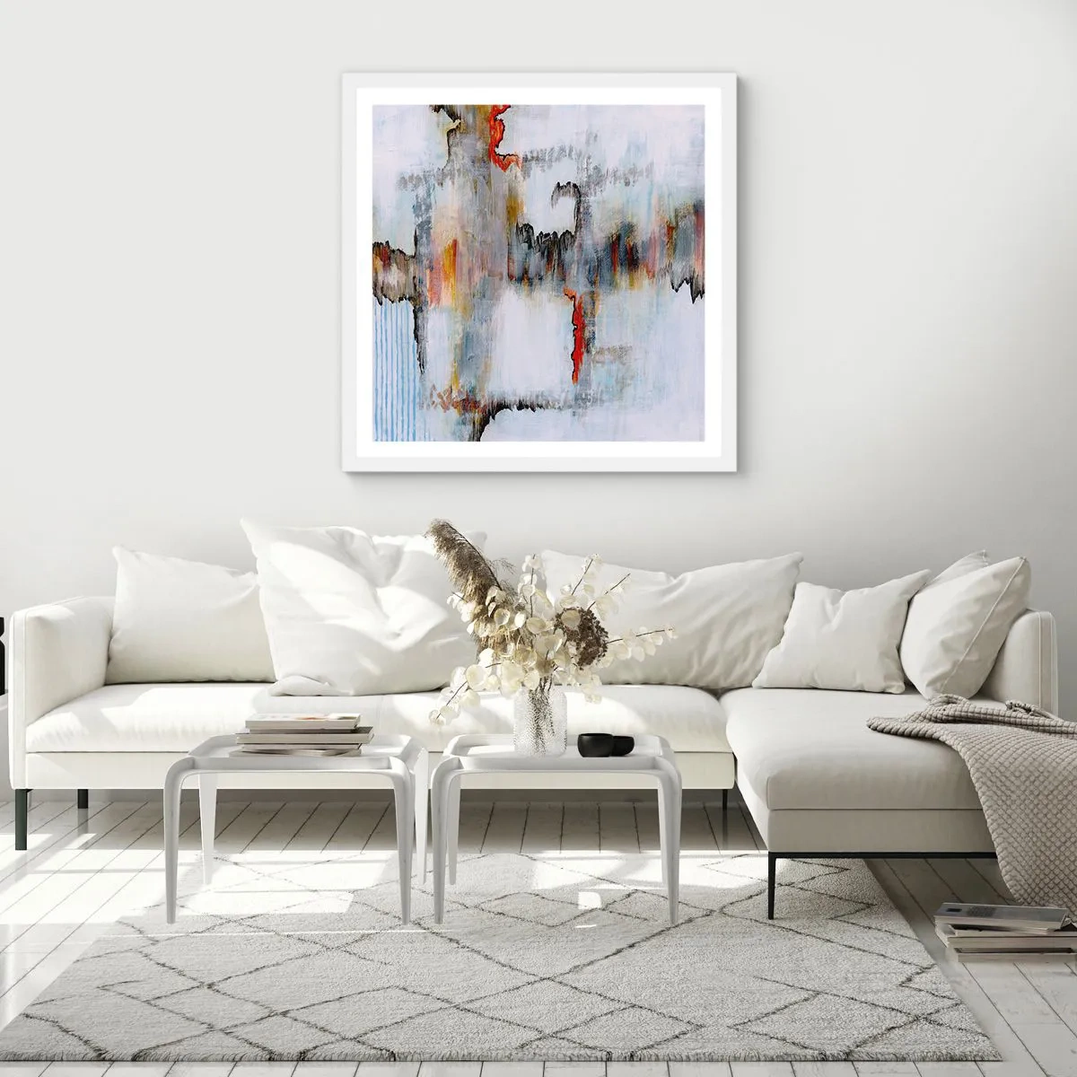 Plakát v bílém rámu - Klackem po vodě - 30x30 cm