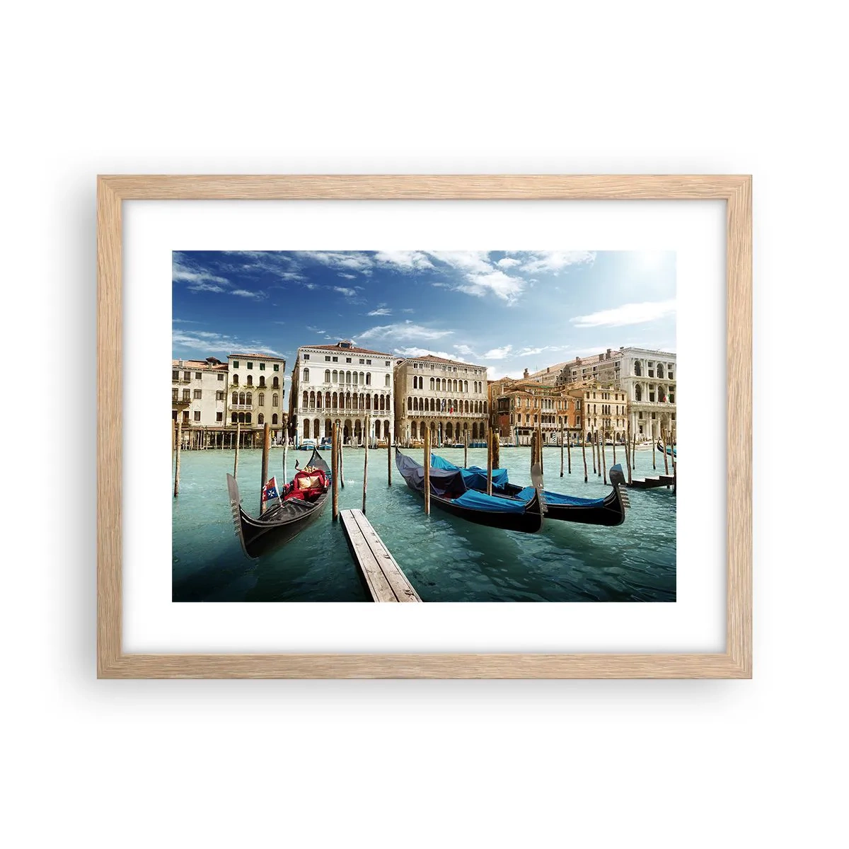 Plakát v rámu světlý dub - Paláce v modři - 40x30 cm