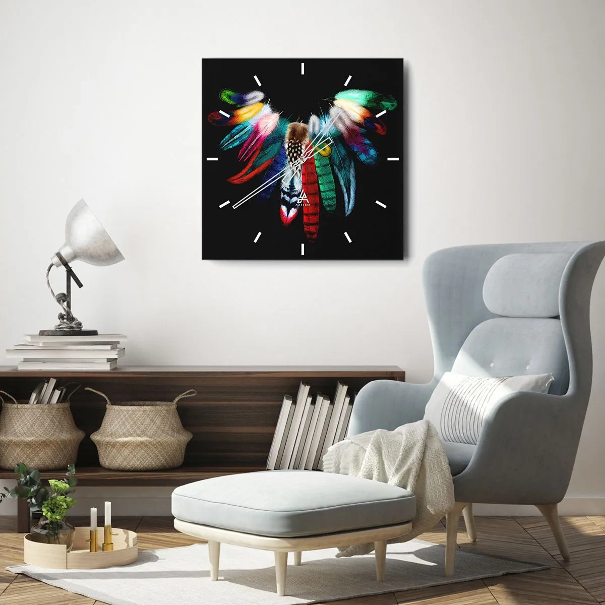 Nástěnné hodiny - Indiánský náhrdelník - 30x30 cm