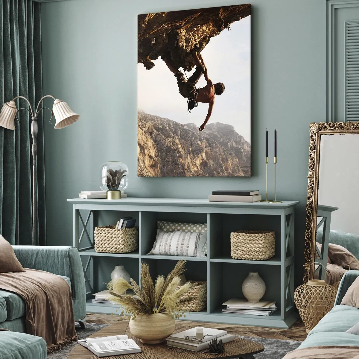 Obraz na plátně - Svět smrsknutý v ruce na sesuvu balvanu - 80x120 cm