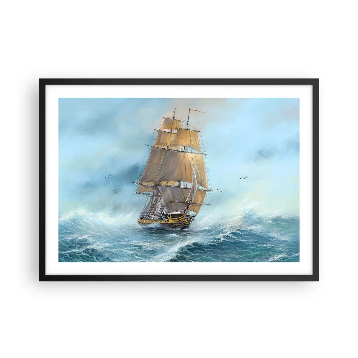 Plakát v černém rámu - Běžící po vlnách - 70x50 cm