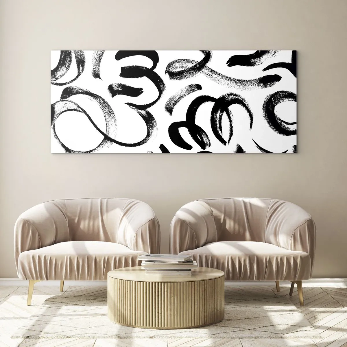 Obraz na skle - Černé na bílém - 140x50 cm