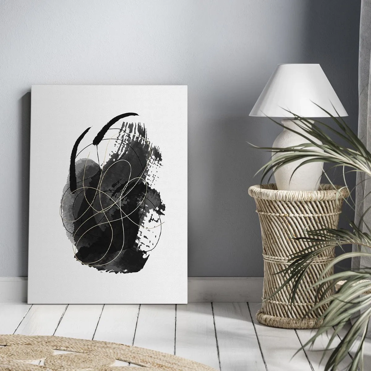Obraz na plátně - Upletené z černé - 50x70 cm