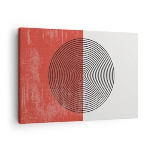 Obraz na plátně - Geometrický vzor se soustřednými kruhy na červenobílém pozadí - 70x50cm - Přesný zásah - Moderní nástěnná dekorace do obývacího pokoje a ložnice ARTTOR