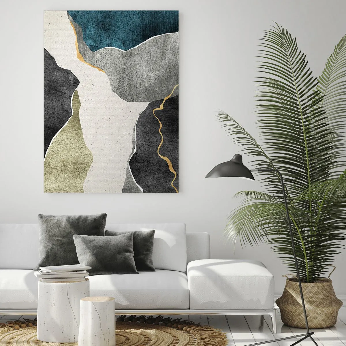 Obraz na skle - Mozaiková kompozice se zlatou nití - 70x100 cm