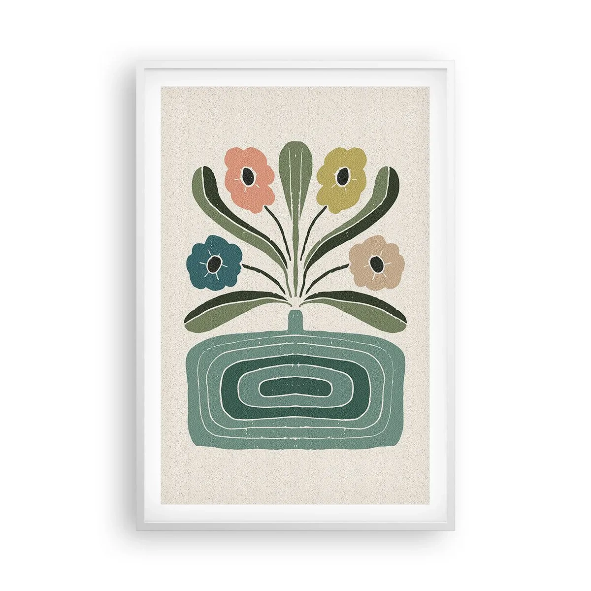 Plakát v bílém rámu - Symetrická kytice - 61x91 cm