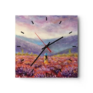 Nástěnné hodiny - V levandulovém světě - 30x30 cm