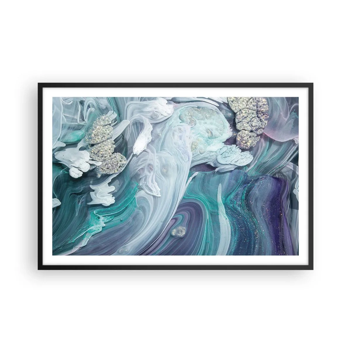 Plakát v černém rámu - Proudy modré - 91x61 cm