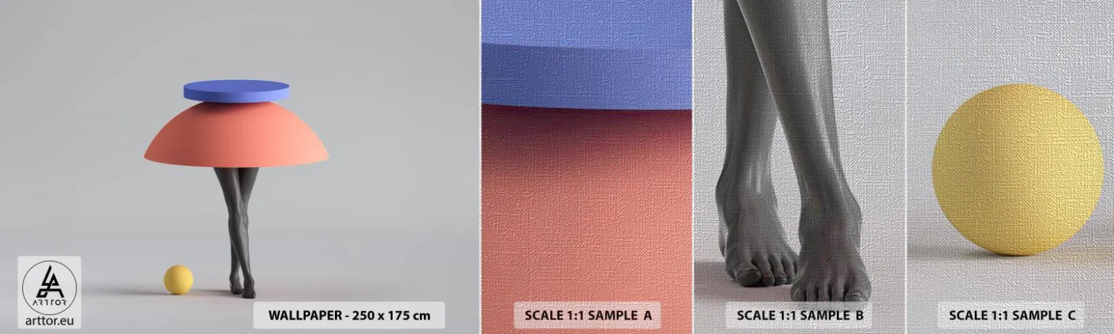 Vzor Fototapety Premium Canvas - Surrealistická kompozice - 3D, Nohy, Tvary - 100x30 cm