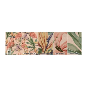 Vzor Fototapety Premium Sand - Růžový balet v květech - Pták, Plameňák, Džungle - 100x30 cm