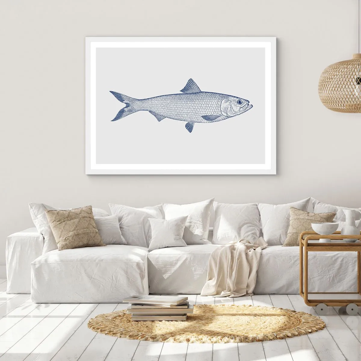 Plakát v bílém rámu - Pozdravy ze severních moří - 70x50 cm