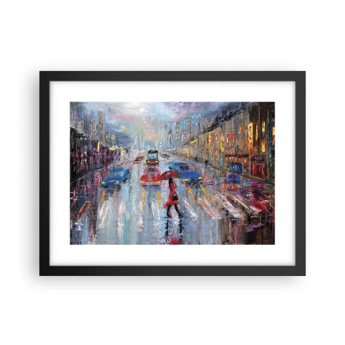 Plakát v černém rámu - Deštivé odpoledne ve městě - 40x30 cm