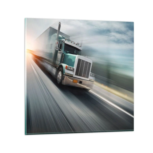 Obraz na skle - Americký obr v rychlosti - 30x30 cm