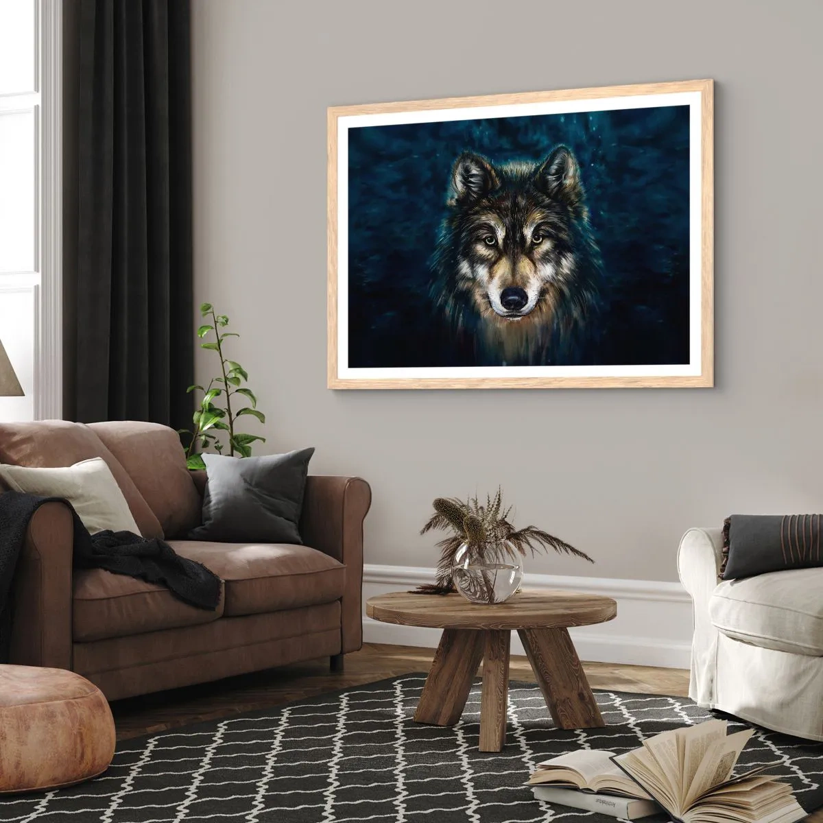 Plakát v rámu světlý dub - Alfa? A omega - 40x30 cm