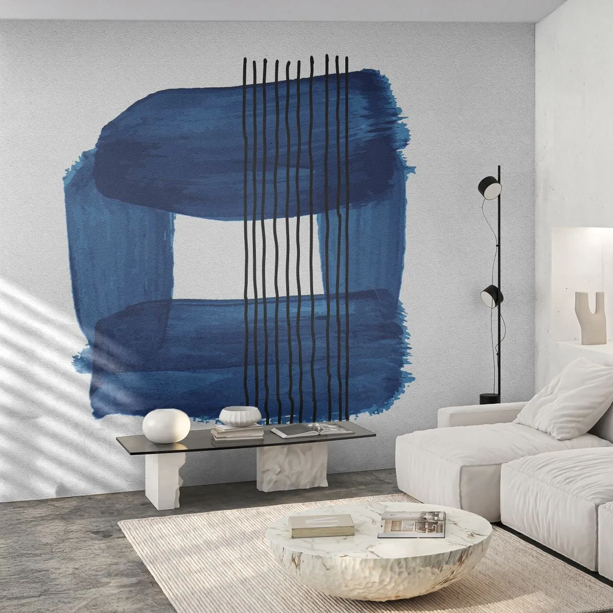 Fototapeta Premium Sand - Modročerná kompozice - Abstrakce, Kus, Moderní umění - 100x70 cm