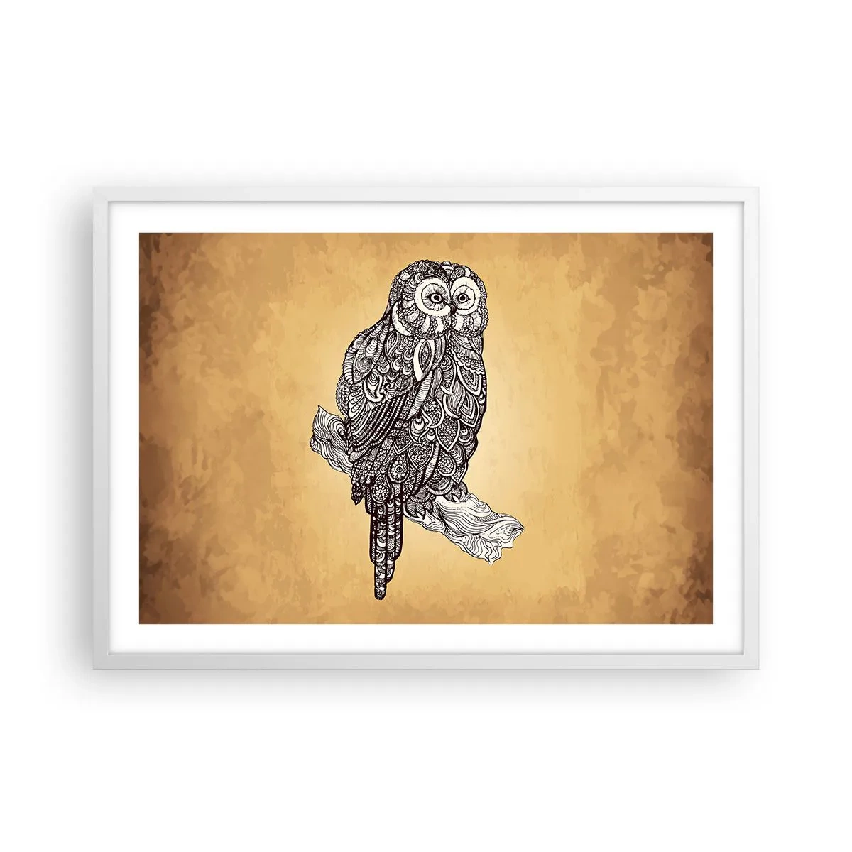 Plakát v bílém rámu - Mistrovské ornamenty moudrosti - 70x50 cm