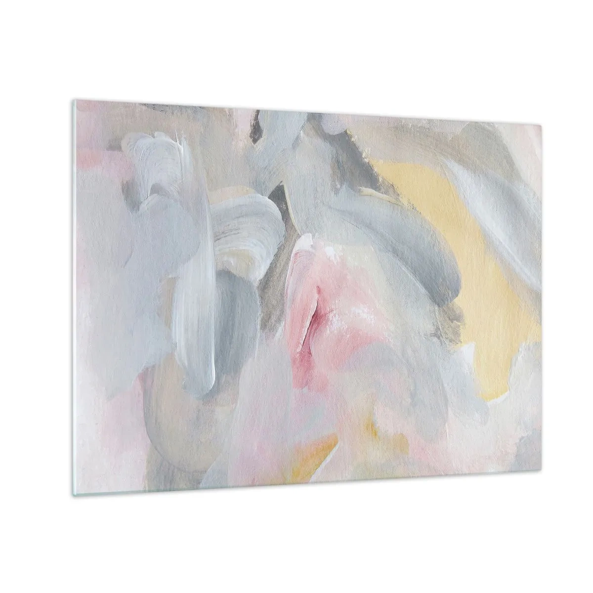 Obraz na skle - Abstraktní kompozice v pastelových barvách - 70x50cm - V pastelovém světě - Moderní nástěnná dekorace do obývacího pokoje a ložnice ARTTOR