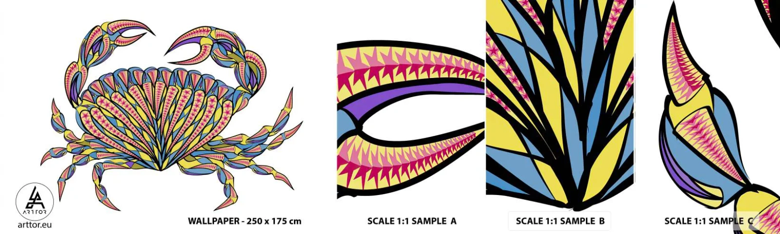 Vzor Fototapety Samolepicí Deluxe Sticker - Mořské klenoty - Krab, Pro děti, Grafika - 100x30 cm