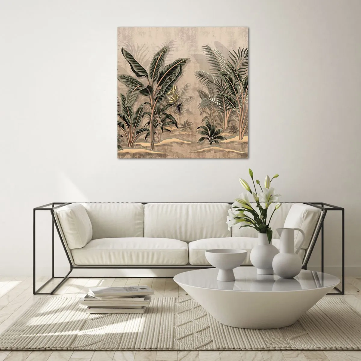Obraz na skle - Rytina v koloniálním stylu - 30x30 cm