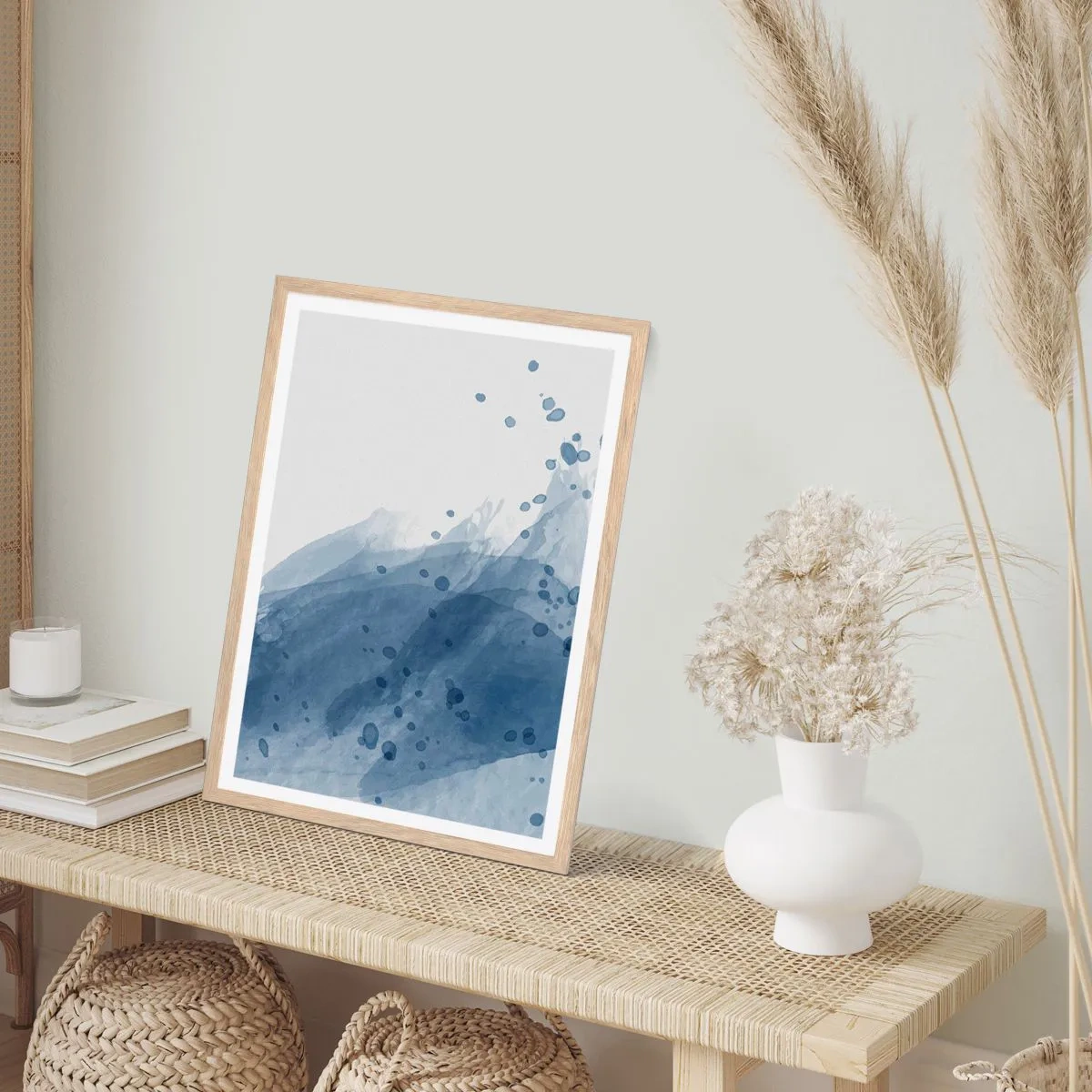 Plakát v rámu světlý dub - Modrý tyl - 50x70 cm