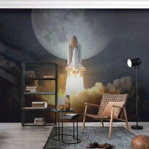 Fototapeta Premium Canvas - Začátek nadpřirozeného dobrodružství - Měsíc, Vesmírná raketa, NASA - 350x256 cm