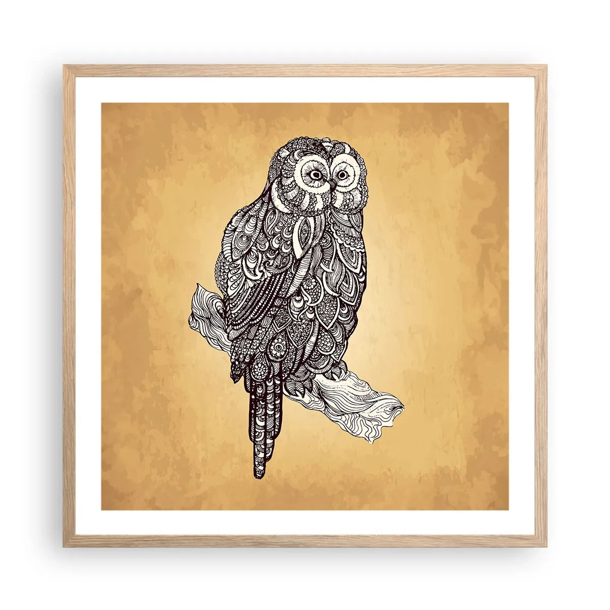 Plakát v rámu světlý dub - Mistrovské ornamenty moudrosti - 60x60 cm