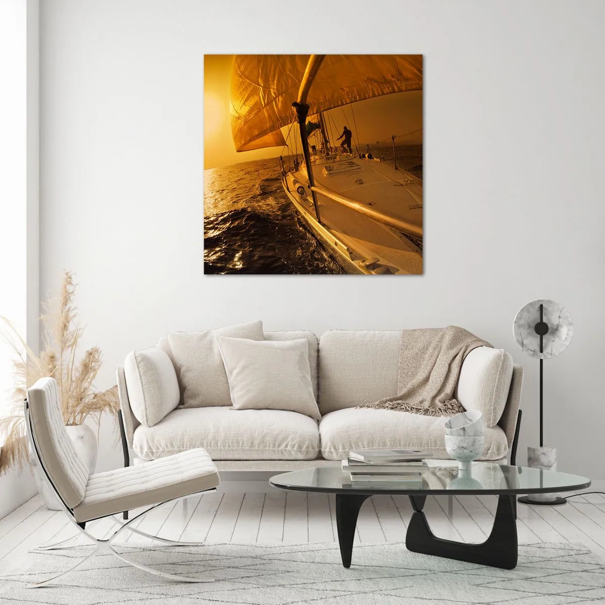 Obraz na skle - Zlatý večer po vícebarevném dni - 60x60 cm