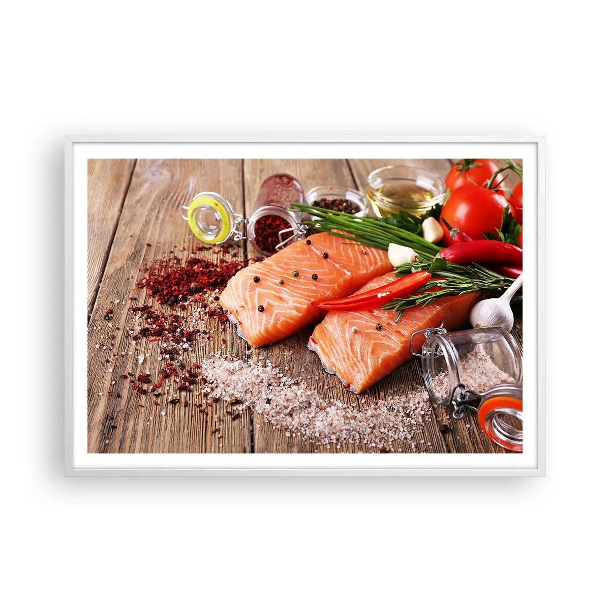 Plakát v bílém rámu - Norské dobrodružství v kuchyni - 100x70 cm