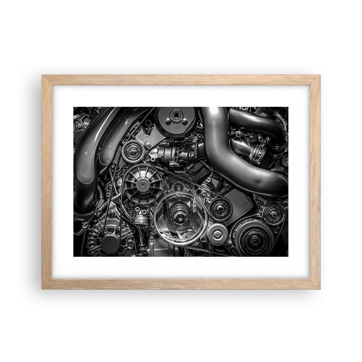 Plakát v rámu světlý dub - Poezie mechaniky - 40x30 cm