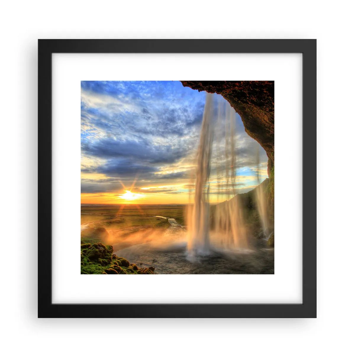 Plakát v černém rámu - Svět za závojem kapek - 30x30 cm