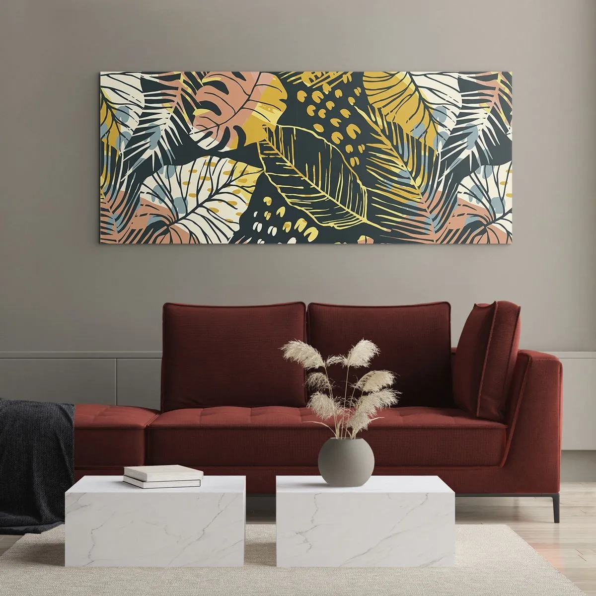 Obraz na skle - Listová fantazie - 140x50 cm