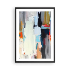 Plakát v černém rámu - Abstraktní barevná kompozice v expresivním stylu - 50x70cm - Nějaký způsob? - Moderní nástěnná dekorace do obývacího pokoje a ložnice ARTTOR