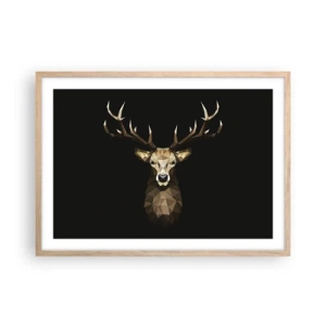 Plakát v rámu světlý dub - Kubistický jelen - 70x50 cm