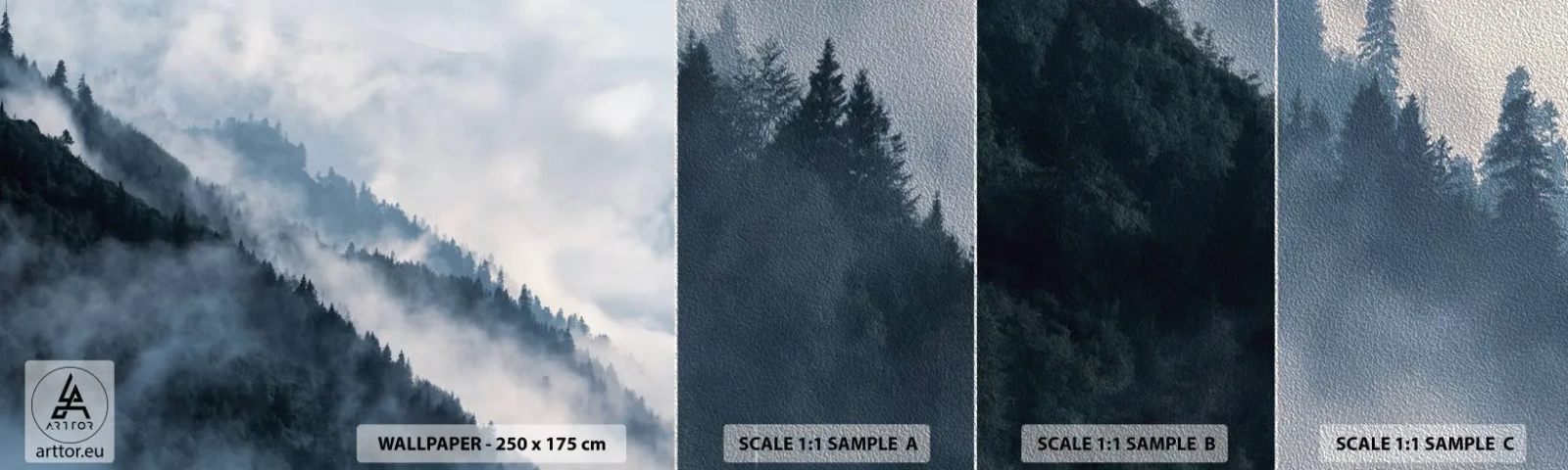 Vzor Fototapety Premium Sand - Horská mystika - Krajina, hory, Les - 100x30 cm