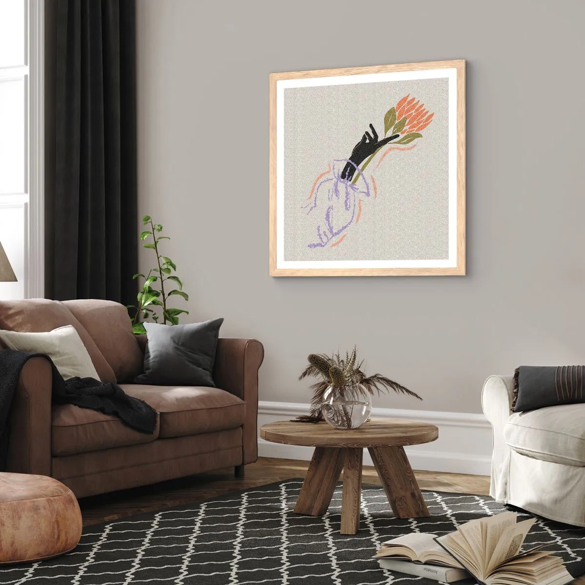 Plakát v rámu světlý dub - Sesterský dotek - 50x50 cm