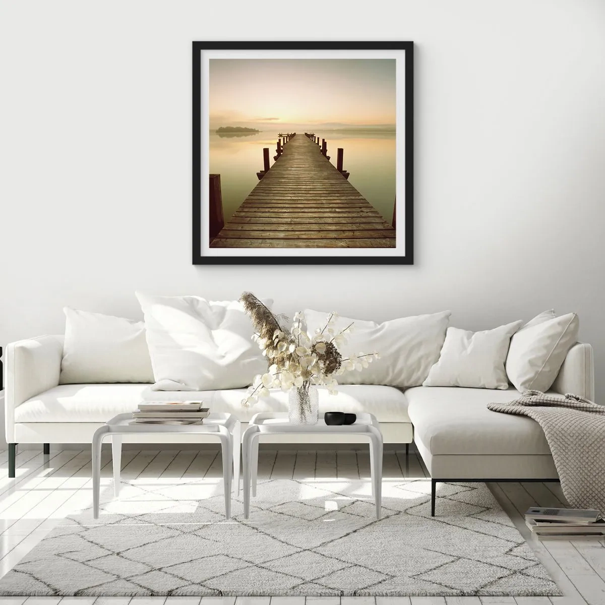 Plakát v černém rámu - Rozbřesk, svítání, světlo - 30x30 cm